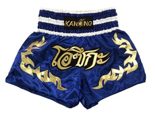 Short de Boxe Thai Personnalisé : KNSCUST-1155 Bleu